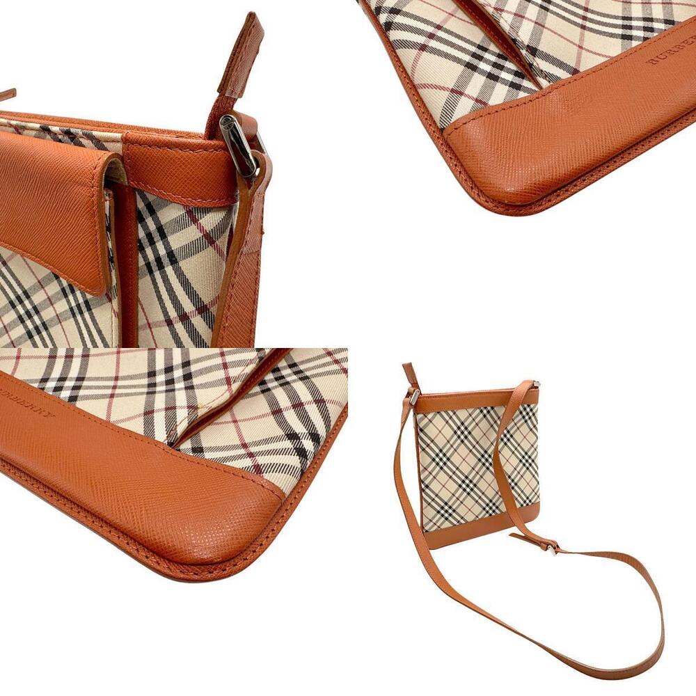 Burberry Shoulder Bag Canvas Leather Beige Tan Orange - Picture 4 of 4